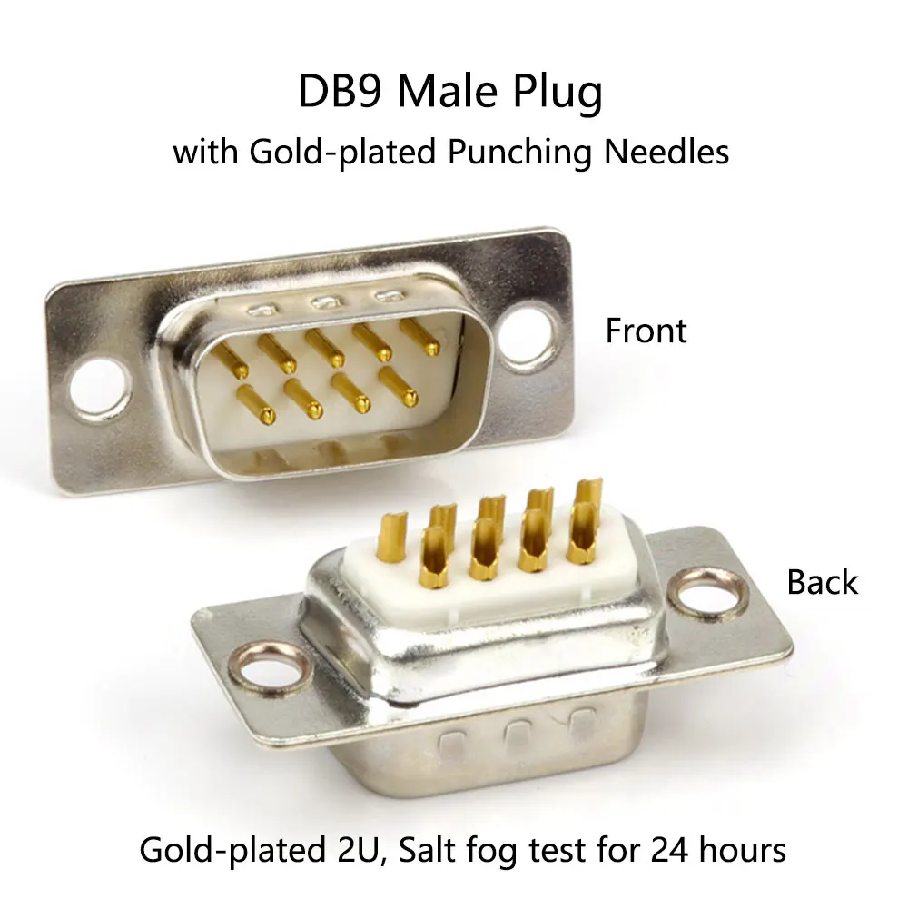 DB9 Male Plug ABS Shell Kit with Gold-plated Punching Needles RS232 9 Pin Serial Port Connector RS485 RS422 COM D-SUB9 Adapters