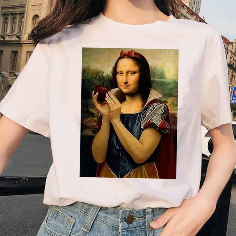 Mona Lisa футболка хип хоп 90S Повседневная футболка с коротким рукавом Одежда уличная Harajuku стиль футболки женские футболки забавные женские - Цвет: 4587