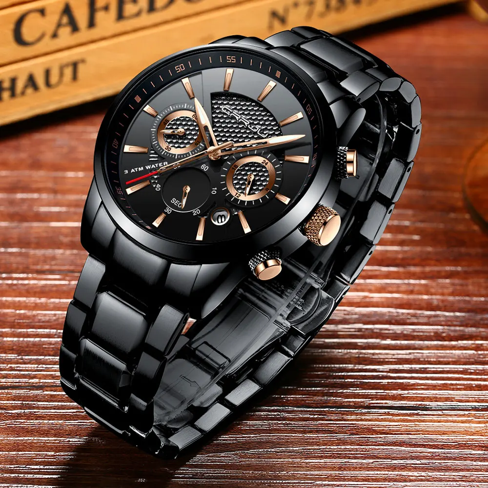 Relogio masculino CRRJU новые роскошные часы для мужчин нержавеющая сталь кварцевые бизнес часы наручные erkek коль saati reloj hombre