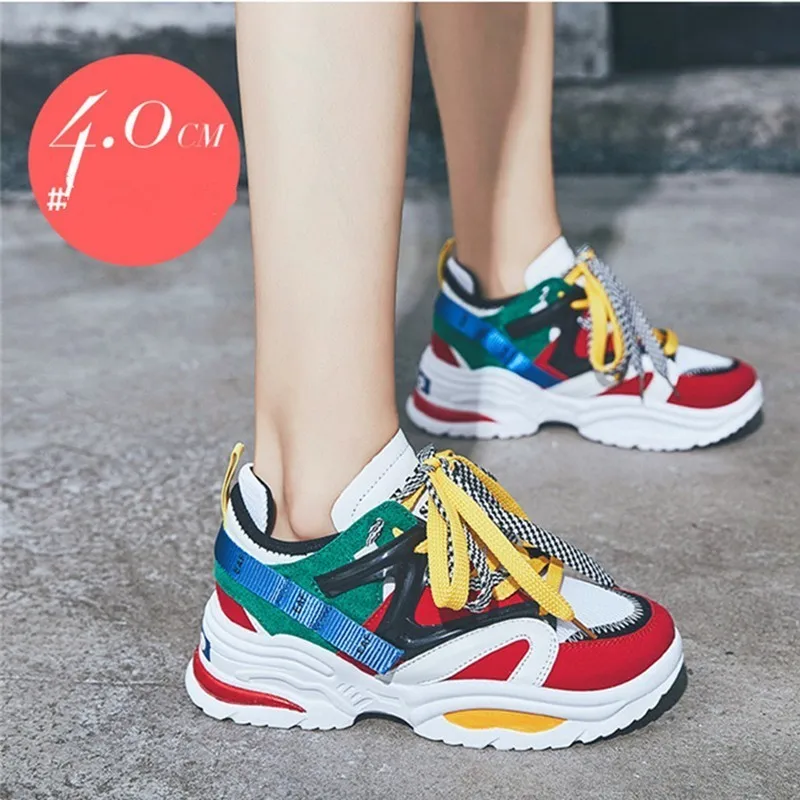 

Nice Stylish Women Increasing 5CM Sneakers Cushioning Height Platform Breathable Casual Ladies Slip-on Spring And Autumn Pop