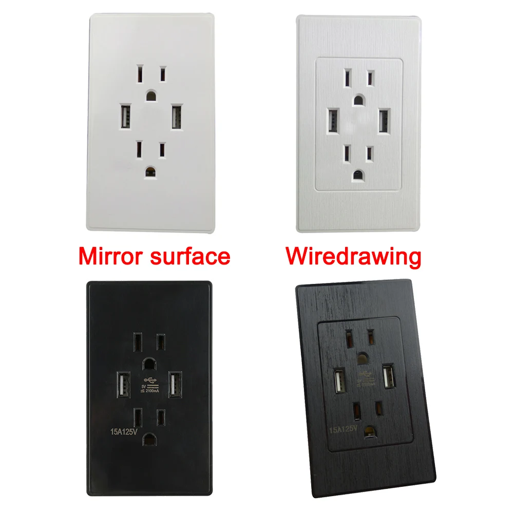 2019 новый двойной USB настенная розетка Зарядка порт с 15A электрическая переменного