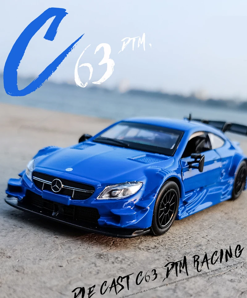 1:43 Scale AMG C63 DTM Racing Car Model Alloy Diecast Gift Toy Vehicle Kids Blue 