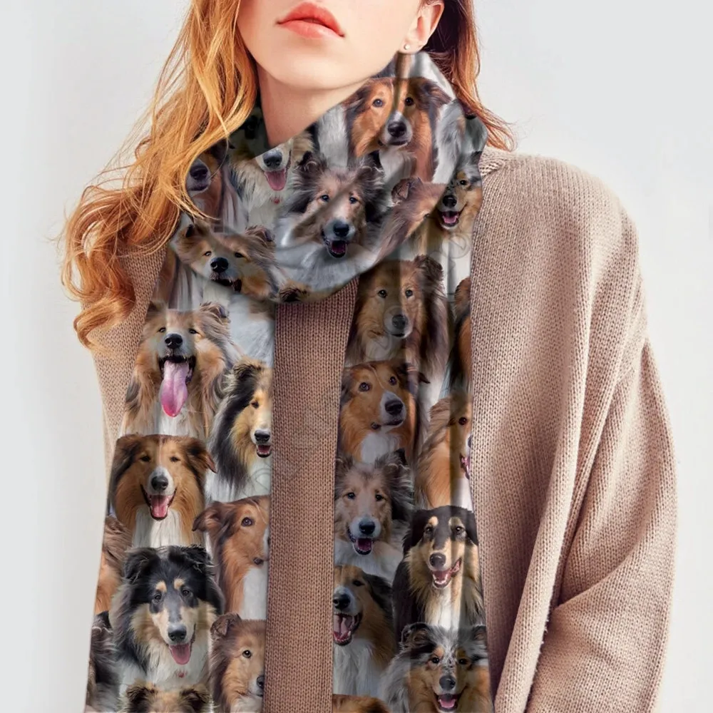 You Will Have A Bunch Of Rough Collie 3D Print Imitation Cashmere Scarf Autumn And Winter Thickening Warm Funny Dog Shawl Scarf