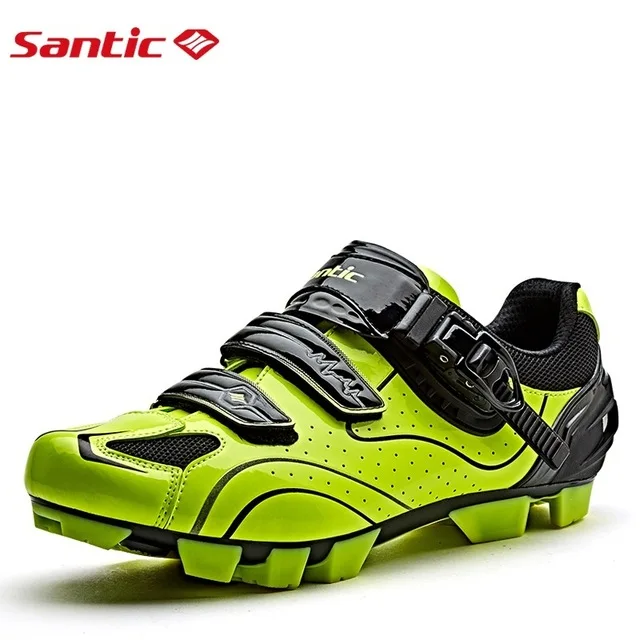Green Santic MTB велосипедная обувь для мужчин Pro Racing горный велосипед обувь PU& нейлон дышащая авто-замок велосипедная Обувь Zapatillas Ciclismo - Цвет: Green
