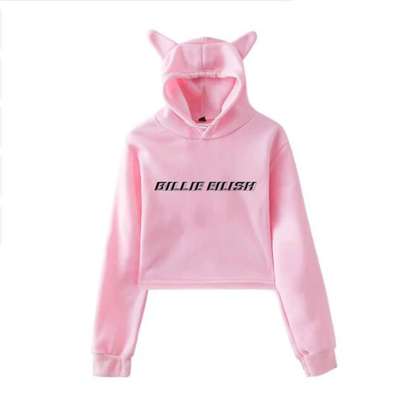 Billie Eilish укороченный Топ Толстовка Harajuku с длинным рукавом джемпер с капюшоном женская повседневная одежда толстовка Kawaii Толстовка Прямая поставка
