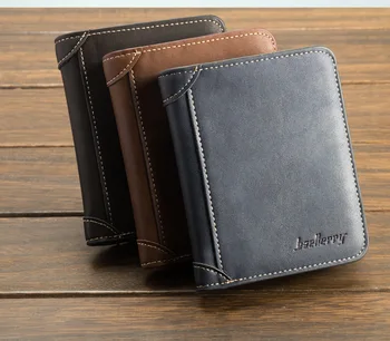 

Fashion small men wallet black grey zipper purse PU Leather Multi Position High Quality Business ID Card Holder