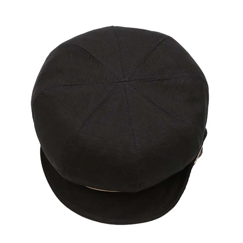 Retro Beret Hats For Women Horizontal Stripes Newsboy Cap High Quality Beret Belt Octagonal Hat Cap