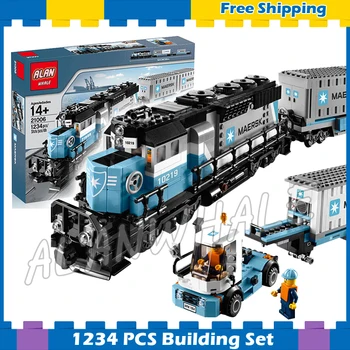 

1234pcs Creator Maersk Trains Freight Cargo Locomotive Classical DIY Model Building Kit Blocks Toys Compatible