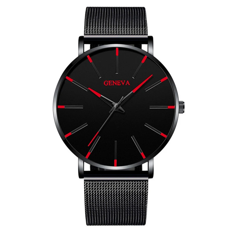 2022 Geneva Minimalist Watch Men Ultra Thin Blue Stainless Steel Mesh Belt Watches Man Business Casual Quartz Wrist Watch 