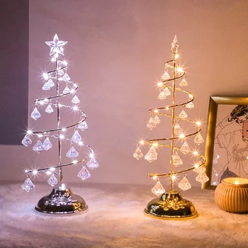 

Led Christmas Tree Lights Bedroom Decoration Table Lamp Copper Wire Night Light Christmas Eve New Year Decorations Gift