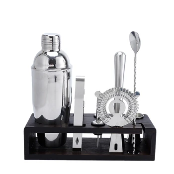 

10 Piece Kit Cocktail Shaker Set for Mixed Drink, Professional Stainless Steel Bar Tool Set with Stylish Bamboo Stand