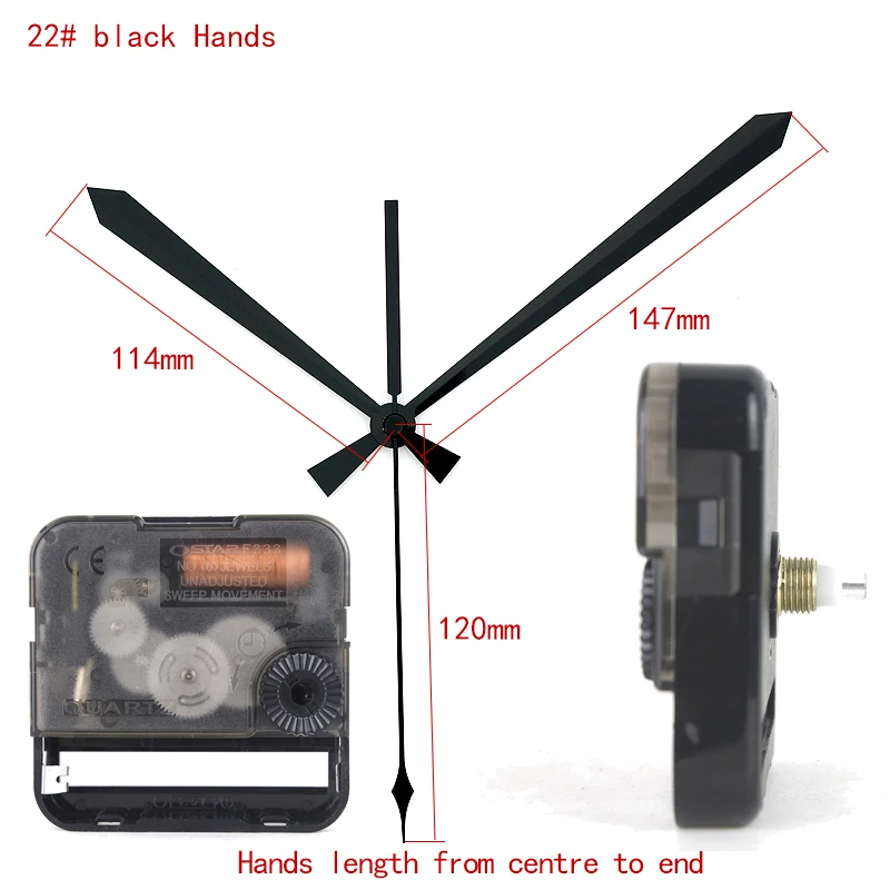 Ostar Silent Movement Plastic Quartz Clock Mechanism With 22# Black Hands Clock Accessory Quartz DIY Kits F333 wall clock movement quartz clock movement clock accessory kit
