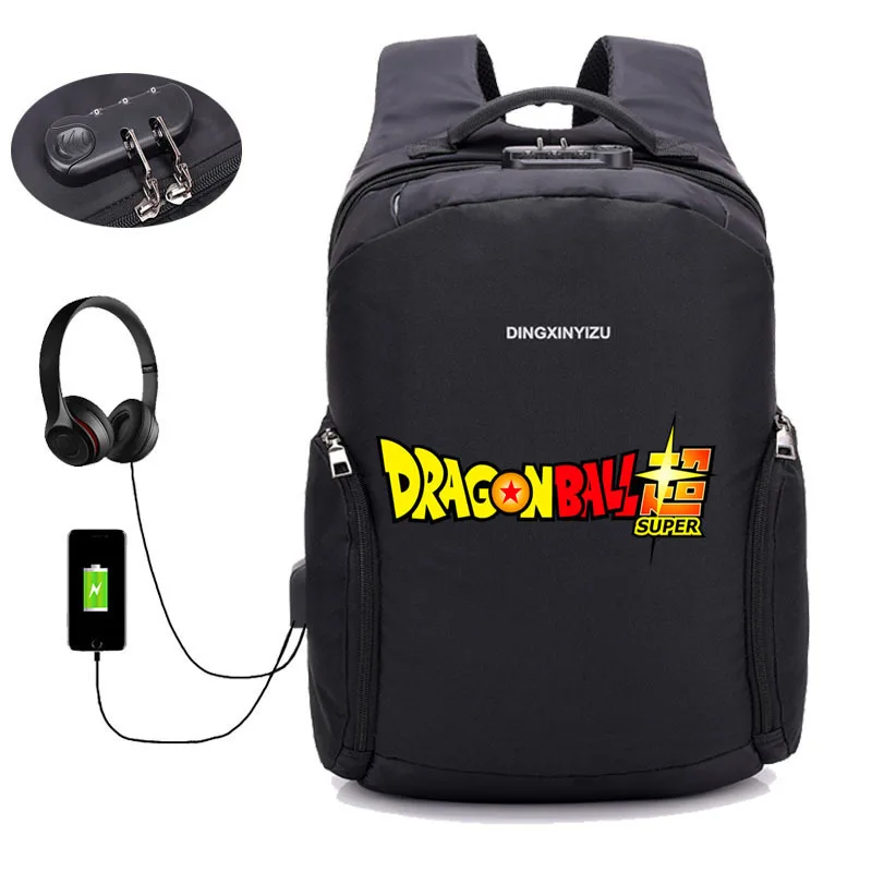 11 anime Dragon Ball Z backpack USB Charge Computer Backpacks Anti-theft bag student book Bags teenagers men women Travel backpack - Цвет: 11