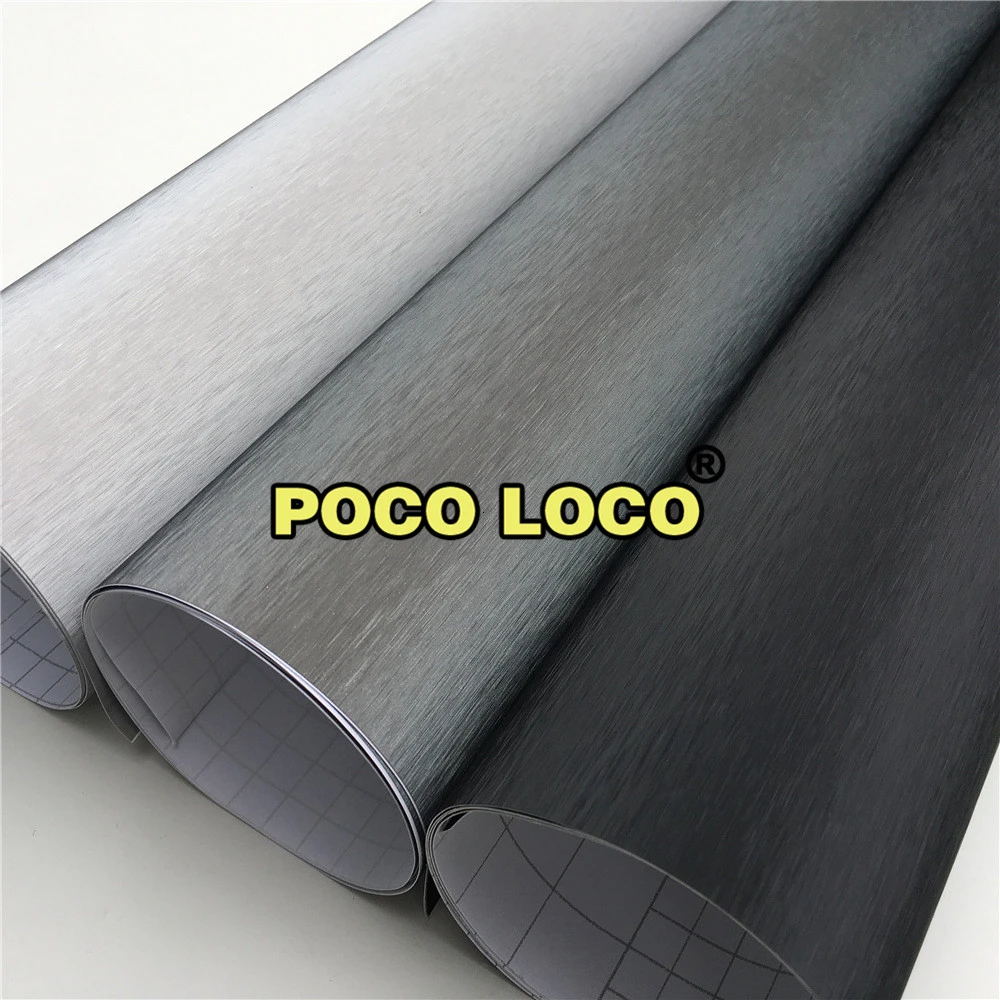 

Brushed Black Metallic Aluminum Auto Flex Vinyl Wrap Car Wrapping Metallic Black Brushed Steel Wrap Foil