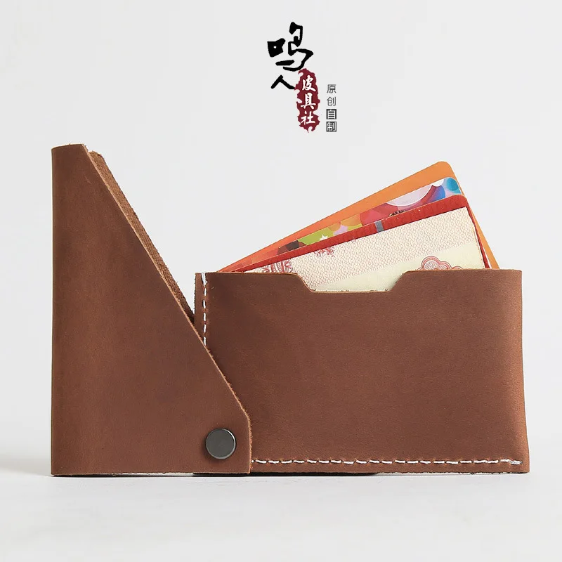 

Men Creative Handmade First Layer Cattlehide Card Bag Women's Driving License Bank Card Holder Purse