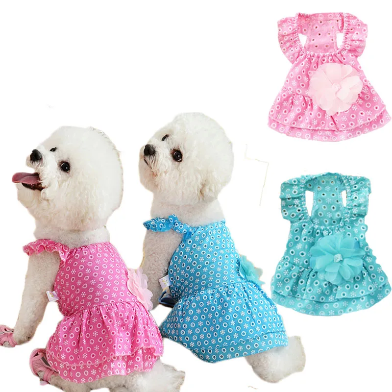 Unique Bargains Hollow Dog Clothes Summer Chihuahua Dress Big Floral