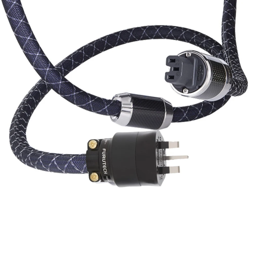 HiFi Schuko Furutech nanoflux-18 OCC Rhodium carbon fiber fever EU AC power cable FI-E50  FI-50 (R) plug  fever audio