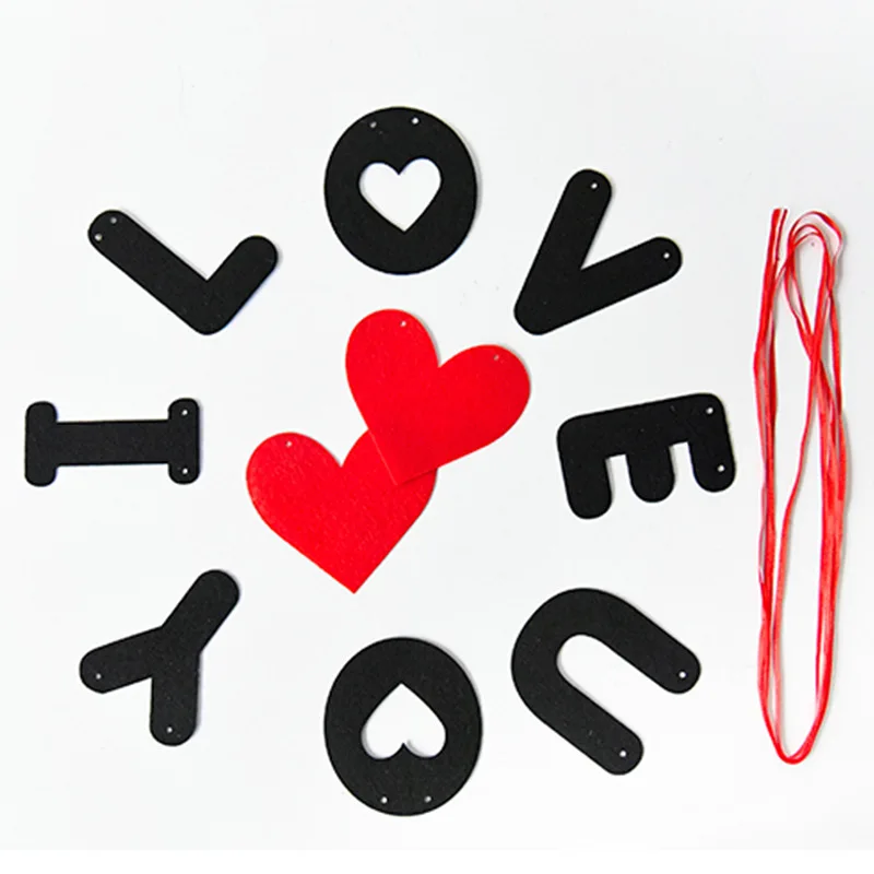 1 Набор красного сердца и буквы нетканый I Love You баннер для свадебного оформления кулон гирлянда реквизит для фотосессии Валентина вечерние принадлежности