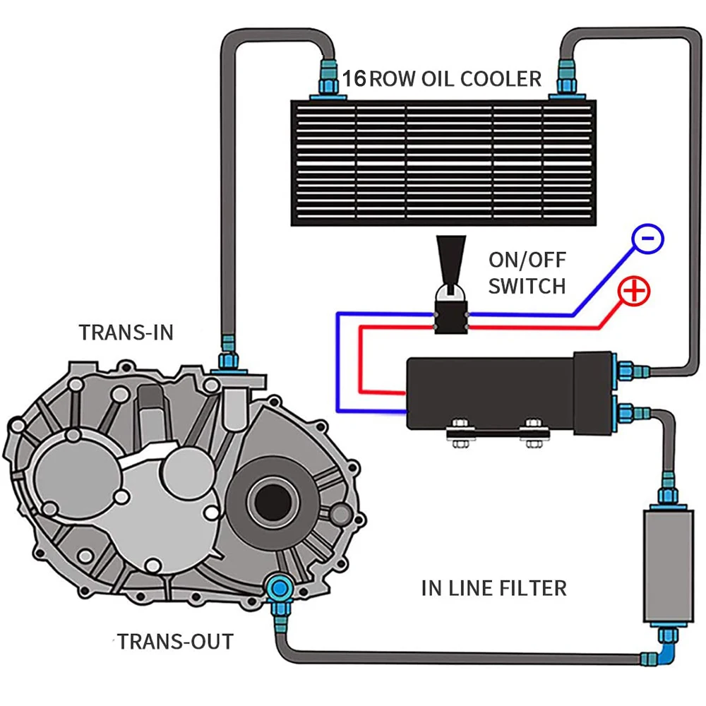 LZONE-16 Row AN10 Stacked Plate Oil Cooler 10AN to 6AN 8AN Adapter Universal Engine Transmission Aluminum Sliver/Black JR7016 oil cooler kit