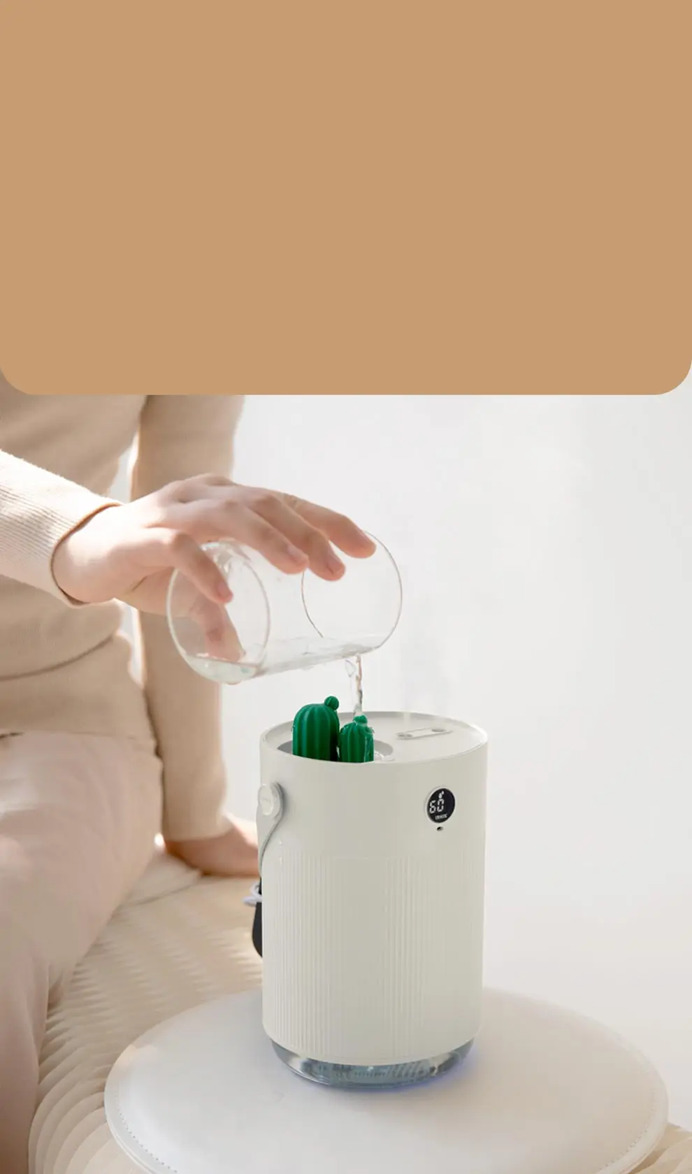 YouPin 1L Sothing Cactus Double Spray Humidifier LCD Digital Detect Humidity Purifying Air Mist Diffuser With 7 Colorful LED Light (10)