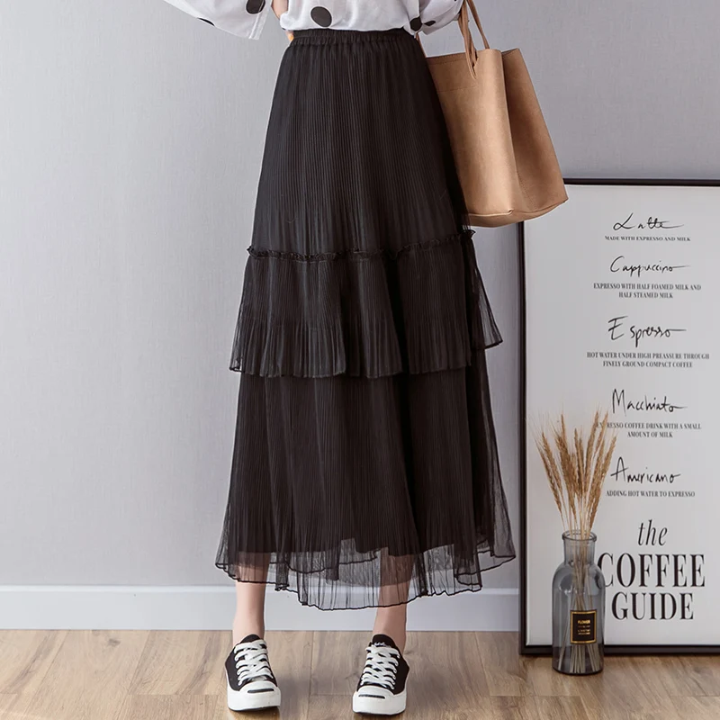 

Make spot two layer cake skirt pleated mesh yarn chic fairy skirts of the dress