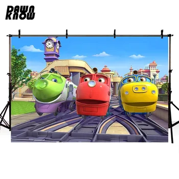 

DAWNKNOW Cartoon Chuggington Photography Background For Baby Photocall Train Backdrop Children Photo Studio lv758