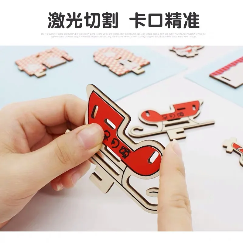 

New Style Wood Ocean View Villa Model Three-dimensional Puzzle Toy Laser Cutting Children Early Childhood Educational