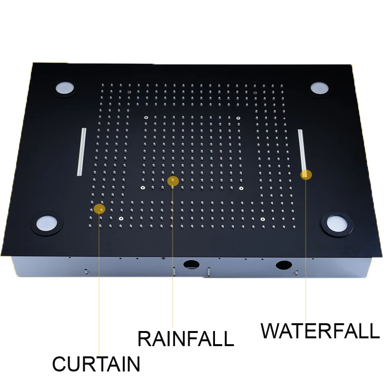 3 функции матовая черная душевая головка Встраиваемая потолочная Массажная дождевая Каскадный светодиод топ 304 из нержавеющей стали аксессуары для ванной комнаты