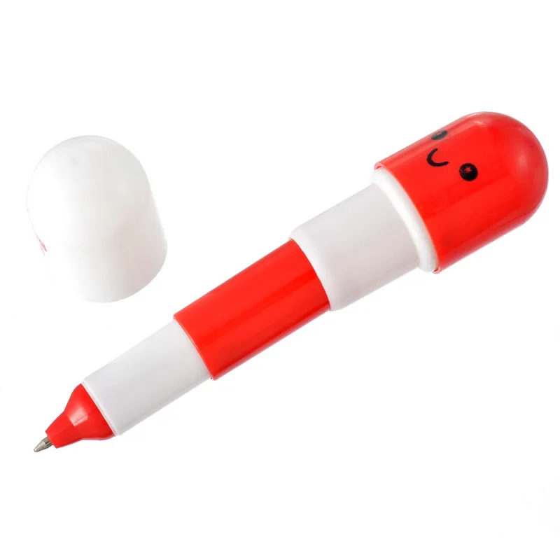Красная Милая мультяшная Выдвижная шариковая ручка pill pen-1