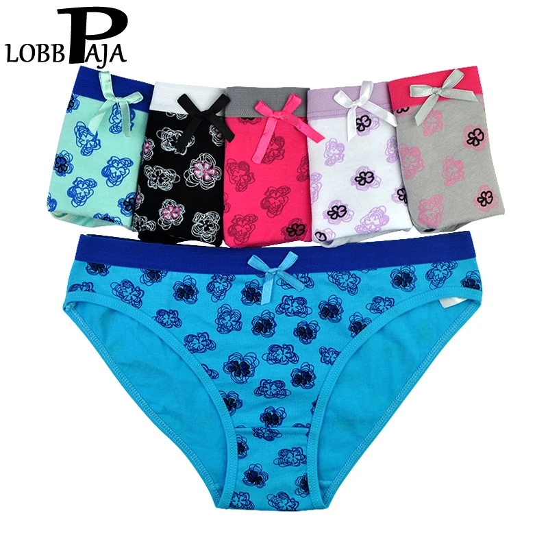 6 шт./Лот женские хлопковые трусы с цветочным принтом|Женские трусики| |