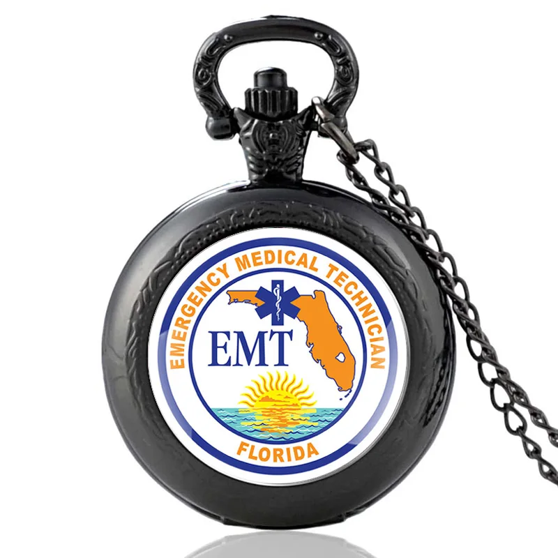 

New Arrival Florida EMT Vintage Quartz Pocket Watch Men Women Glass Dome Charm Pendant Necklace Hours Clock Gifts
