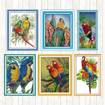 

Scarlet Macaw DIY Handmade Needlework Embroidery Cross Stitch Sets 14ct 11ct Count Print Canvas DMC Cotton Thread Printed Canvas