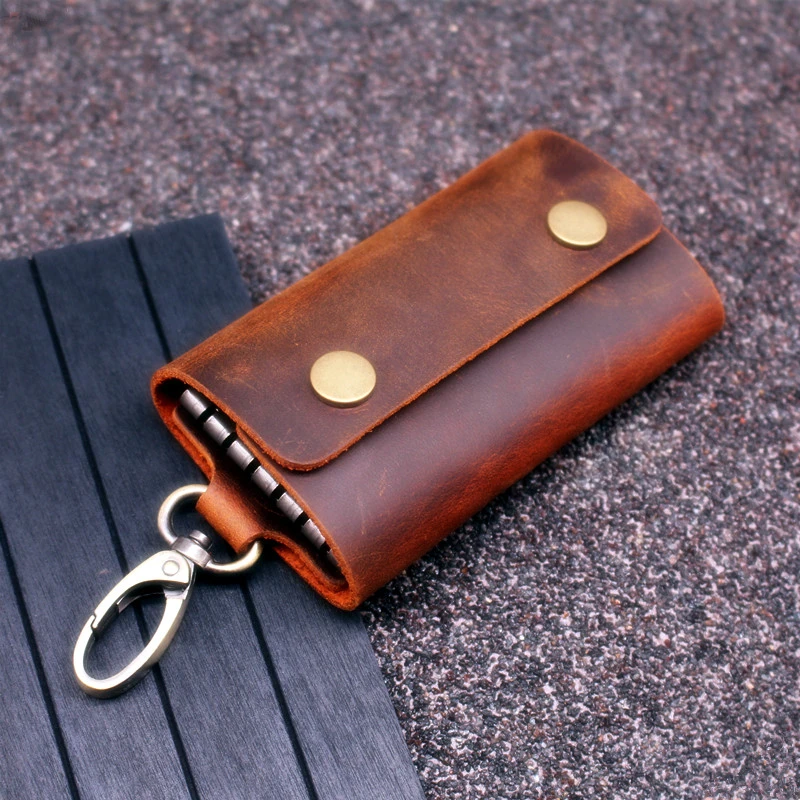 Handmade Genuine Leather Key Wallet Men Holder Keychain Pouch Purse ...