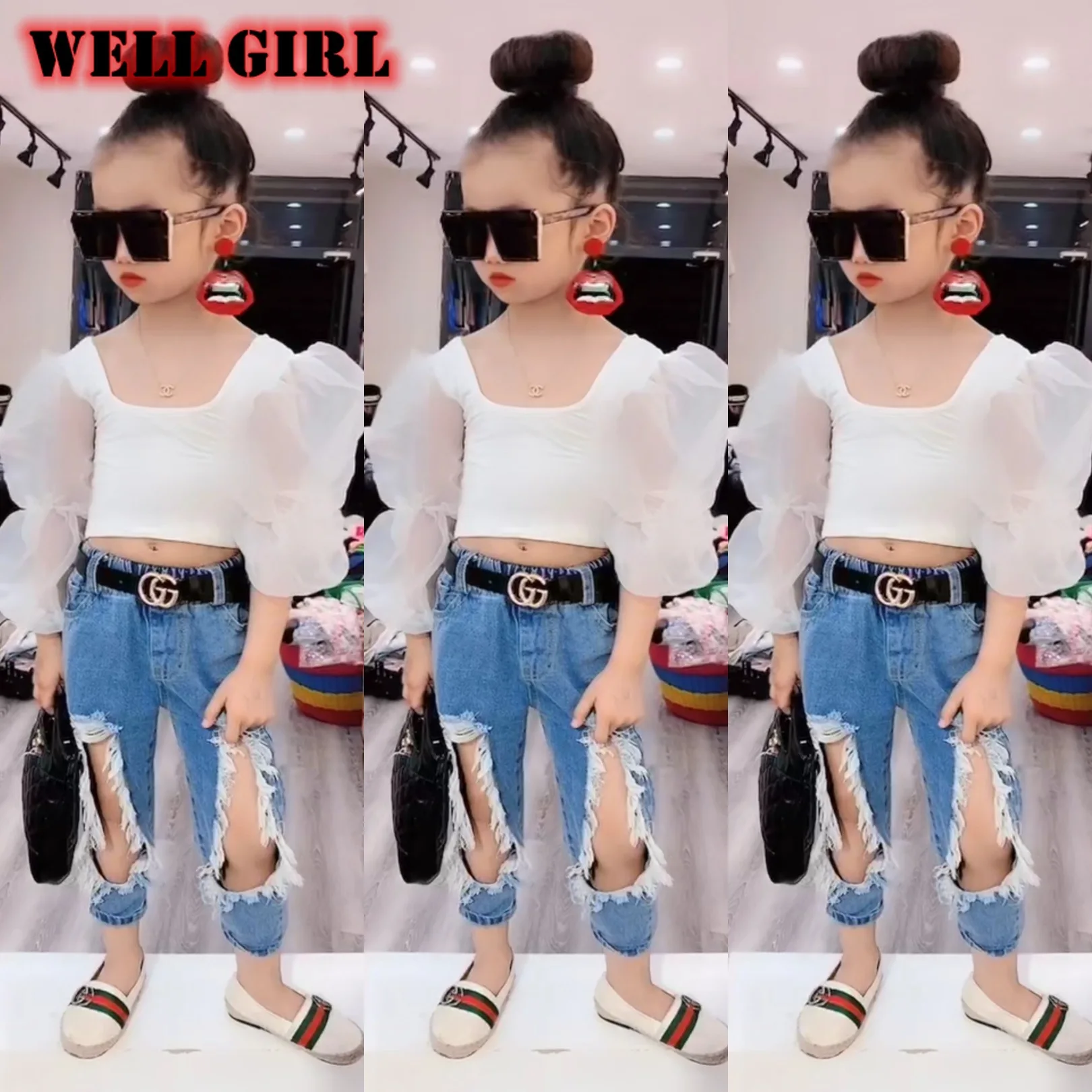 Летняя рубашка для девочек детский укороченный топ Детская короткая футболка