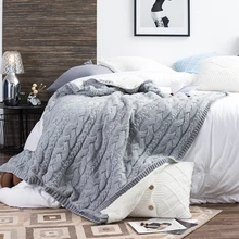 עבודת יד שמנמן סרוג שמיכות עבה חוט צמר מרינו מגושם שמיכת למבוגרים חם חורף ספת מיטת בית זורק שמיכות(China)