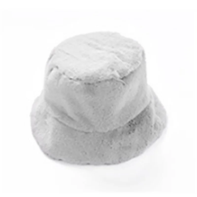 2019 женская меховая Рыбацкая шляпа одноцветная теплая удобная шапка черно белые