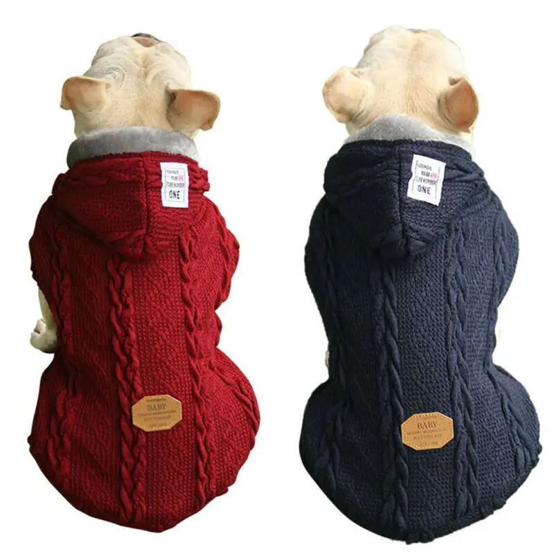 Newest Hot Dog Cat Coat Jacket Pet Supplies Hooded Clothes Winter Warm Apparel Clothing Puppy Knitted Costume Dog Sweaters