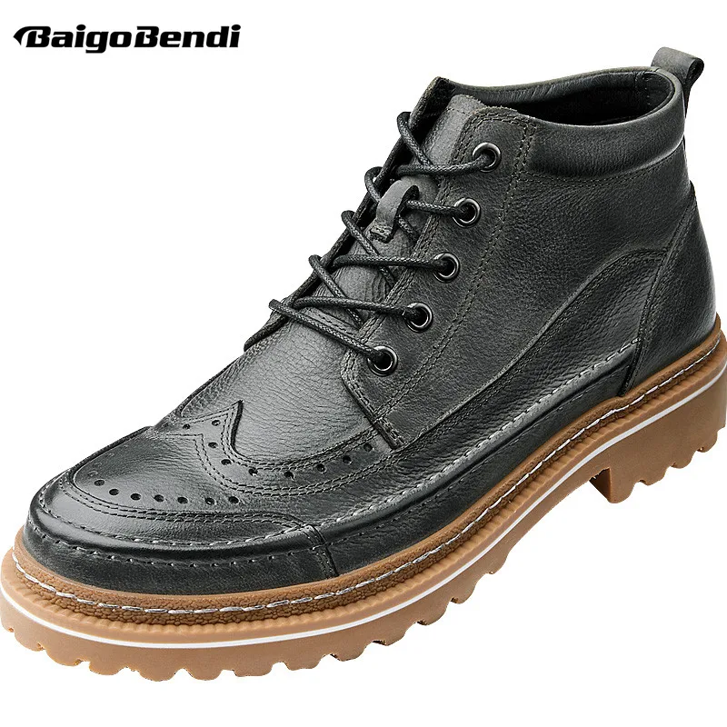 

EURO Size Classical Brogue Leather Boots Men Carved Boots Man Shoes Military Ankle Boots British Style