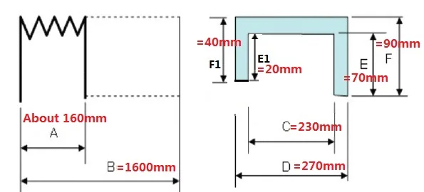 T3 станок гофрированная защита, 230 мм x 70 мм x 20 мм x Lmax 1600 мм