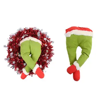 

Christmas Tree Ornament How The Grinches Stole Christmas Stuffed Elf Legs Stuck In Christmas Burlap Wreath Party Home Decor