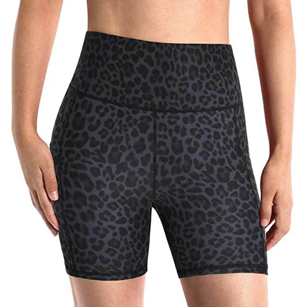 under armour shorts SVOKOR Leopard Sports Shorts Women Fitness Pockets Cycling Shorts Biker Elastic High Waist Plus Size Snake Print Bottoms Gym fashion dress