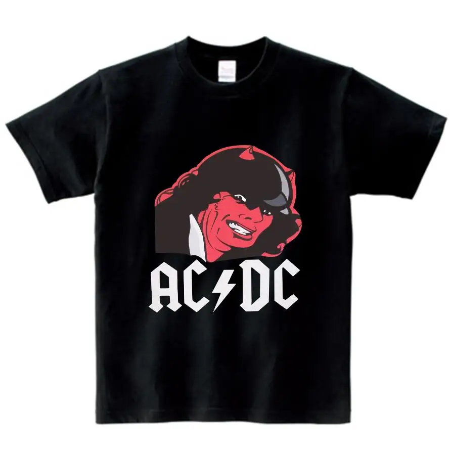black childreT-shirt Детские футболки детская одежда для мальчиков футболка для маленьких девочек, одежда ac dc, крутая футболка для маленьких девочек Детская Хлопковая футболка, летний топ - Цвет: black childreT-shirt