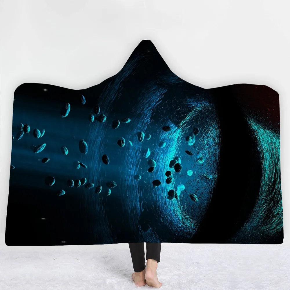 Psychedelic современное одеяло с капюшоном черное отверстие серии 3D плюшевый, с принтом для взрослых детей шерстяное одеяло теплое покрывало одеяло