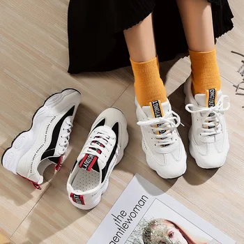 

2020 spring new flat shoes women fashion simple color matching letters decoration comfortable thick soles casual shoes