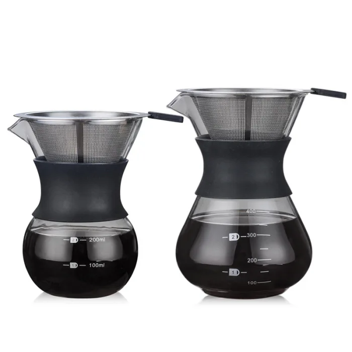 Налейте более кофеварка с боросиликатным стеклом ручной кофейник с воронкой пивоваренной KSI999