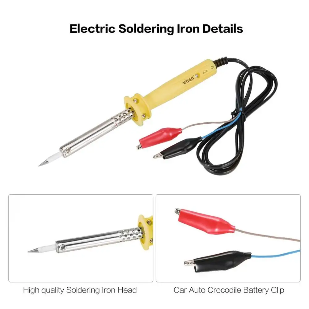 

12V DC 60W Car Auto Crocodile Battery Clip Powered Electric Soldering Iron Welding Solder Electric Heat Pencil Soldering Pen