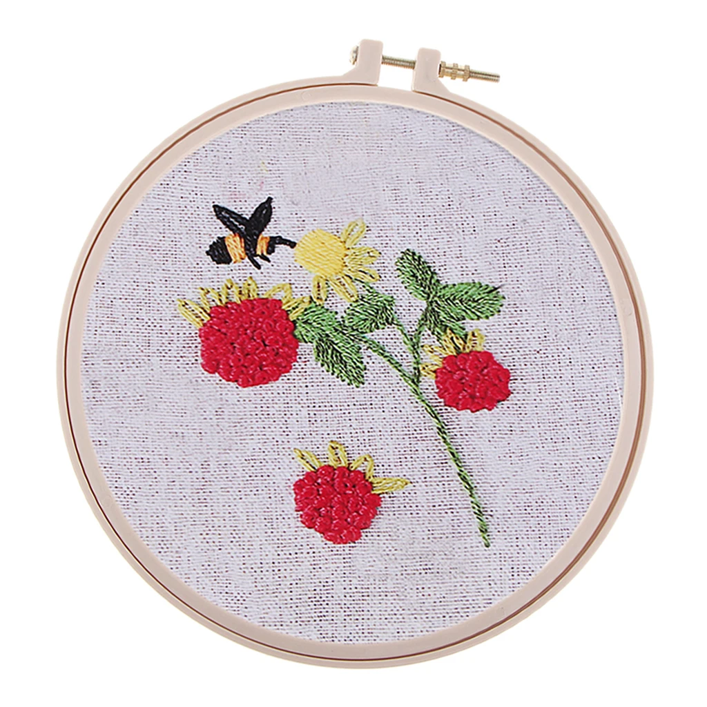 Embroidery Starter Kit with Pre Printed Bee Flower Pattern Embroidery Sampler Kit for Beginners Craft for DIY Needlework Craft