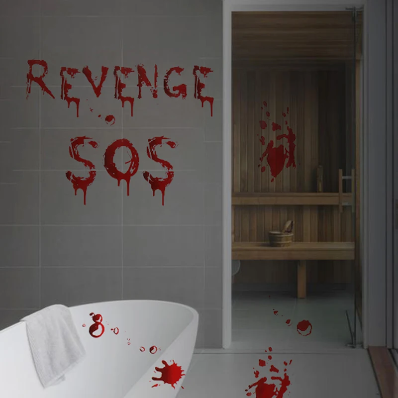 

Halloween Wall Window Refrigerator Horror Sticker Blood Word Party Decoration Scary Home Decoration Supplies Props Accessories