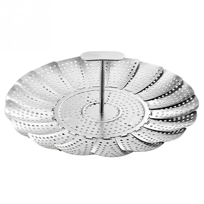 ABUI-11 Inch Stainless Steel Steaming Basket Folding Mesh Food Vegetable Pot Steamer Expandable Kitchen Tool Basket Cooker