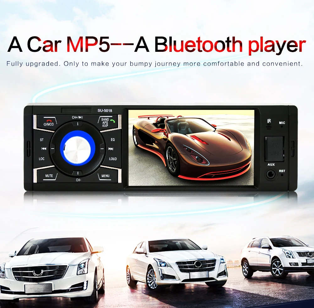 1 Din 4 Inch Car Radio MP5 Player Auto Stereo Quality Music Player Bluetooth USB TF Card AUX Spport Rear View Camera Autoradio